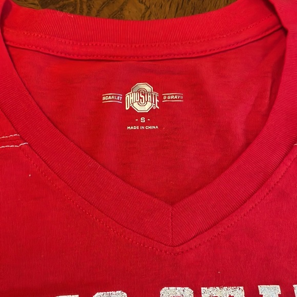 Ohio State Buckeyes Girls Varsity Red and White Short Sleeve Tee - Picture 3 of 7